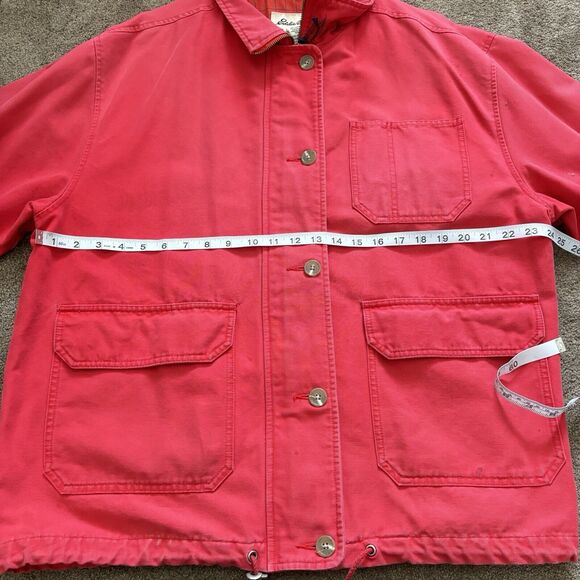 VTG Eddie Bauer Canvas Jacket Full Zip Button Up Red Collard - Womens Size Large - Picture 8 of 10